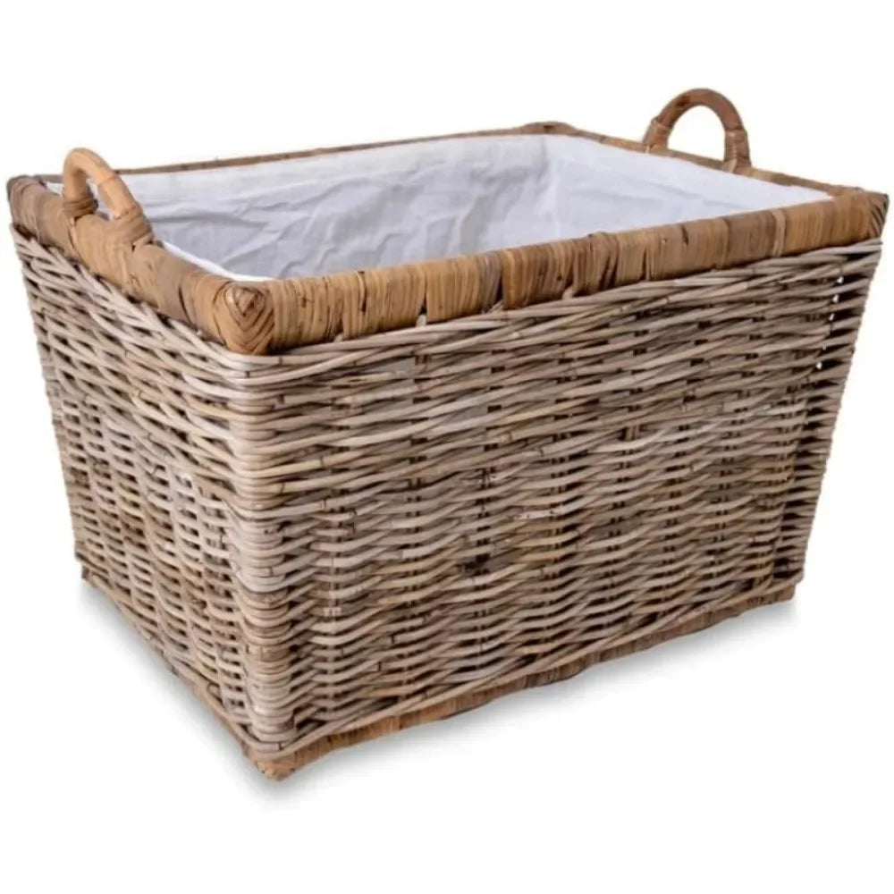 Lift-Off Lid Wicker Storage Basket for Versatile Home Organization and Decor Solutions