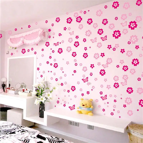 108pcs & 216pcs DIY Flower Wall Stickers – Kids Bedroom, Nursery & Home Décor, Self-Adhesive PVC Decals