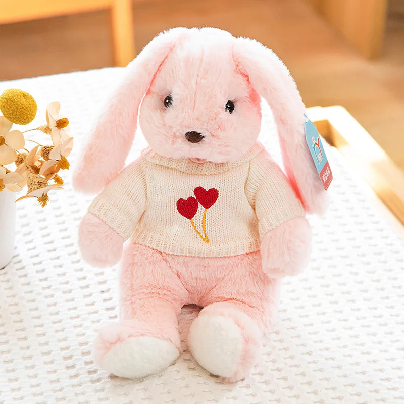Sweater Buns  Big Ear Bunny Plush – Soft Stuffed Rabbit Dolls in Cozy Knitwear for Girls’ Rooms