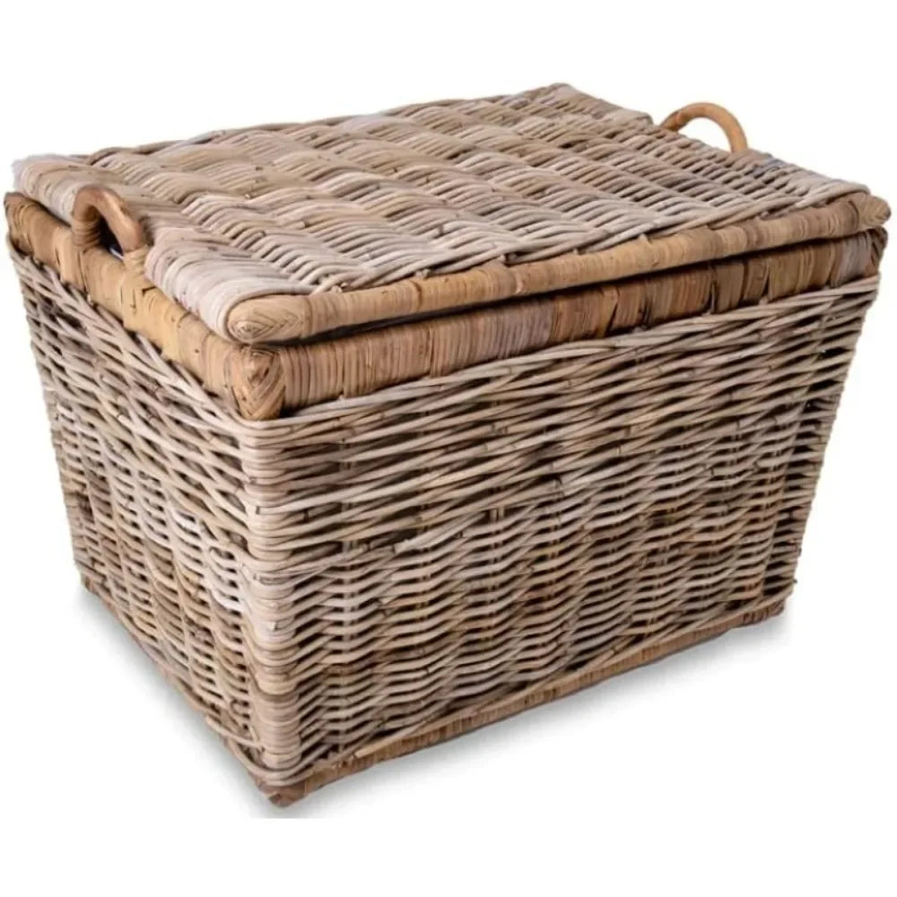 Lift-Off Lid Wicker Storage Basket for Versatile Home Organization and Decor Solutions