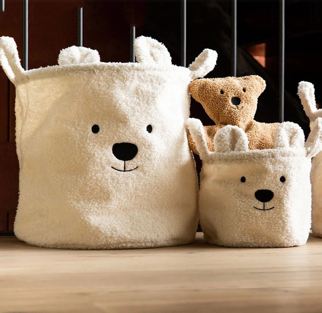 TeddyTote Bear Storage Basket – Super Soft Lambswool Organizer for Toys, Laundry & Nursery Décor