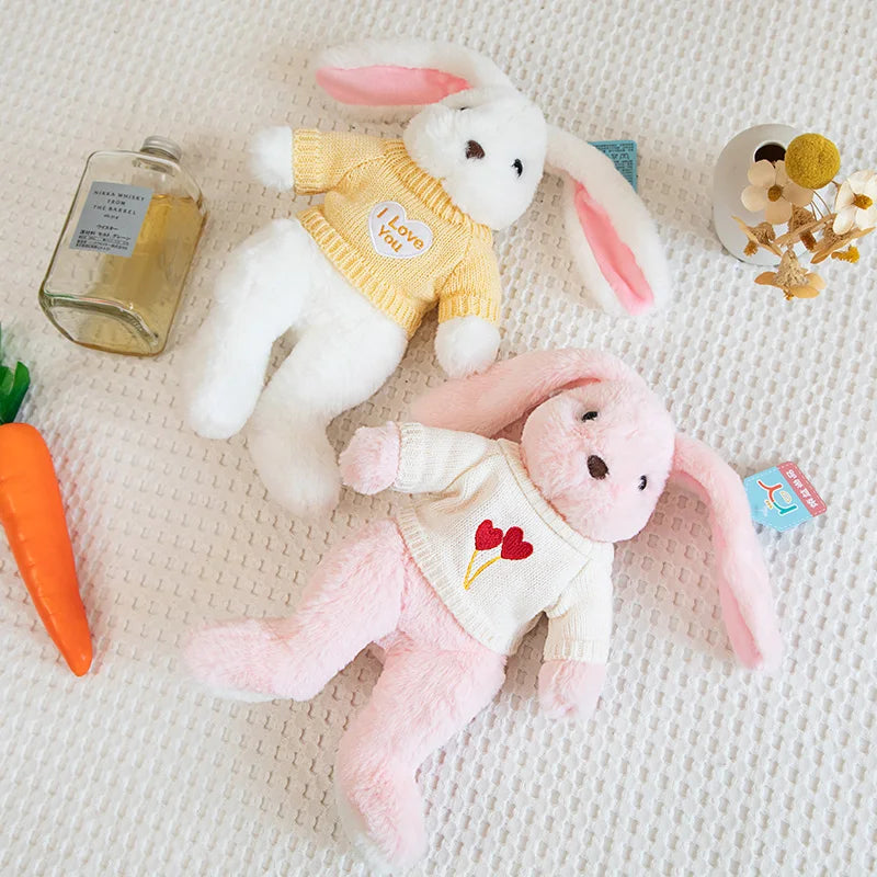 Sweater Buns  Big Ear Bunny Plush – Soft Stuffed Rabbit Dolls in Cozy Knitwear for Girls’ Rooms