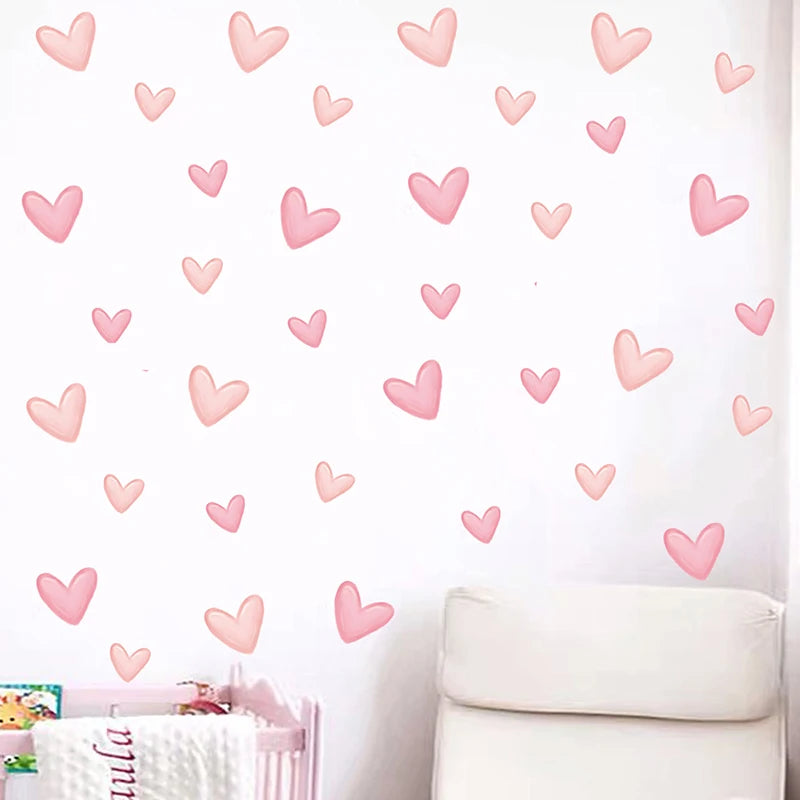 Sweetheart Wall Decals – 60-Piece Pink Heart Stickers, Removable Waterproof PVC for Girls’ Rooms & Play Spaces