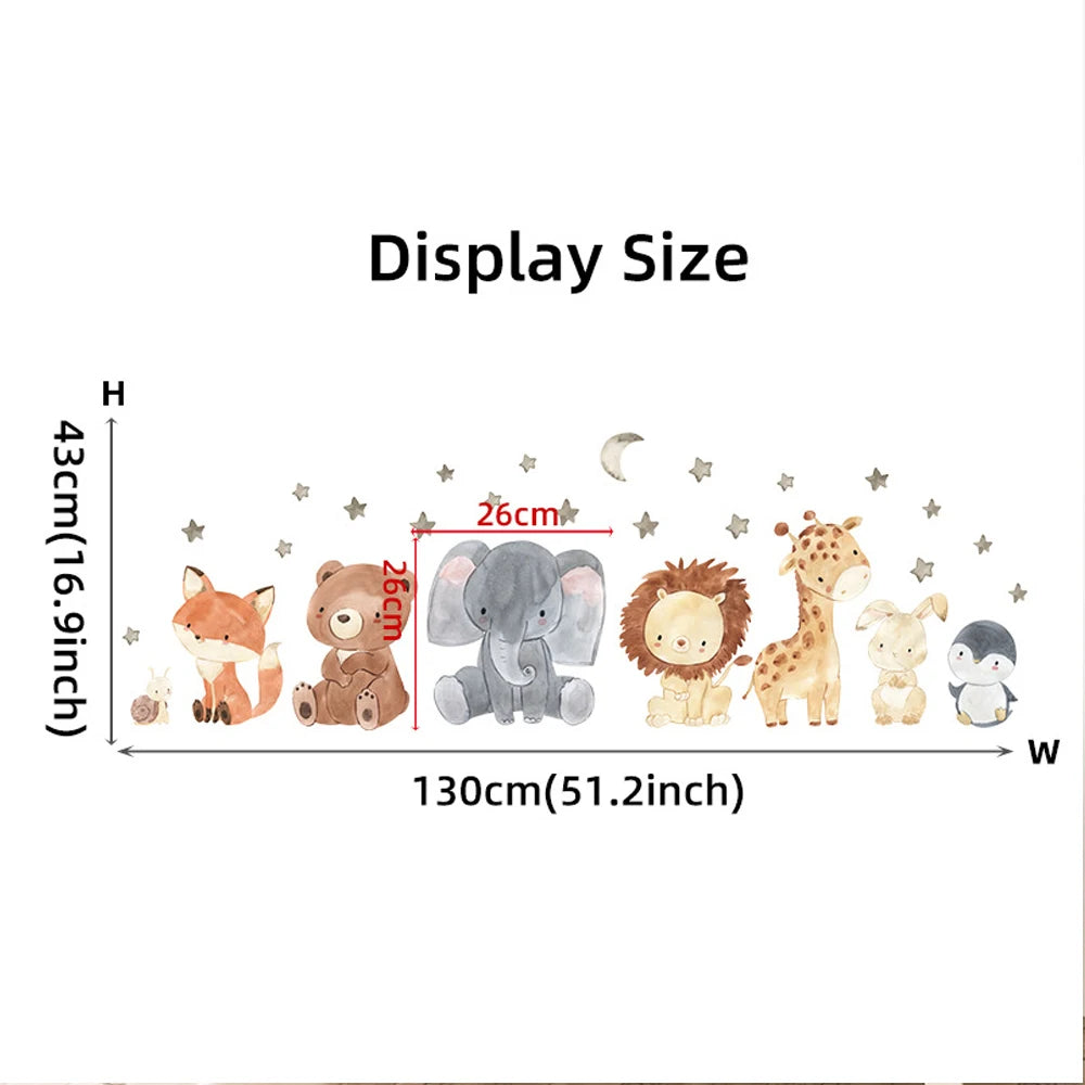 Sugarplum Spaces Watercolor African Animals Wall Stickers – Elephant, Giraffe, Bear & Fox