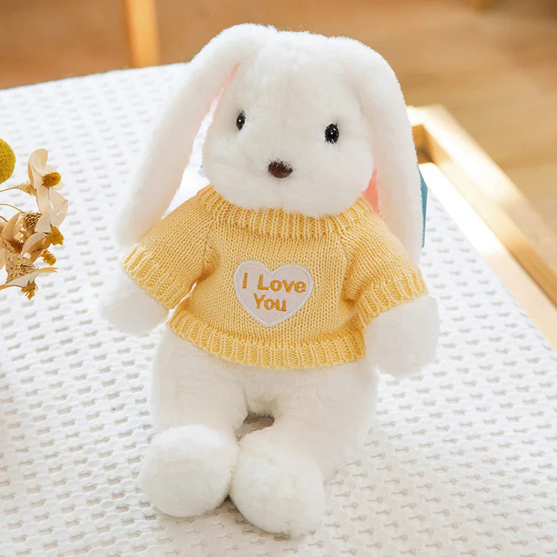 Sweater Buns  Big Ear Bunny Plush – Soft Stuffed Rabbit Dolls in Cozy Knitwear for Girls’ Rooms
