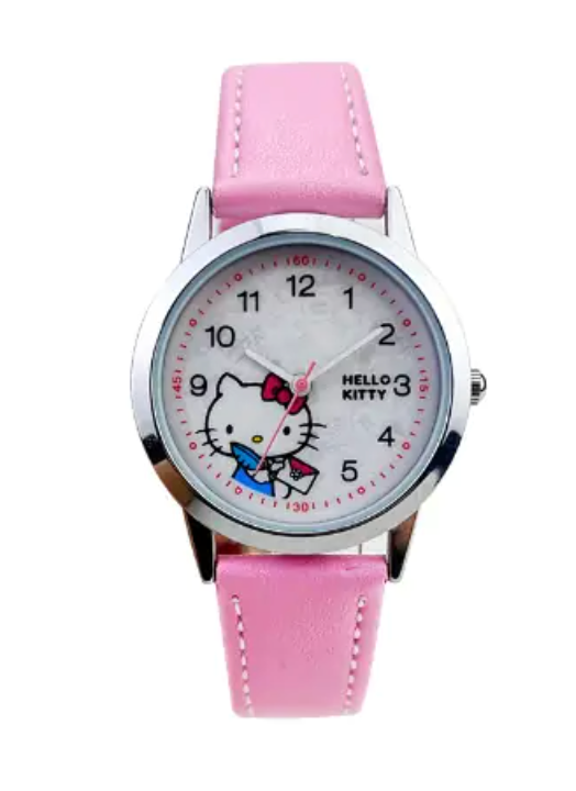 Hello Kitty Pink Quartz Watch for Girls – Cute Waterproof Cartoon Wristwatch