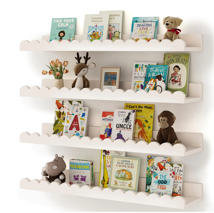 Sugarplum Spaces Kids’ Wall-Mounted Accessory and Bookshelf – Sturdy & Stylish Storage
