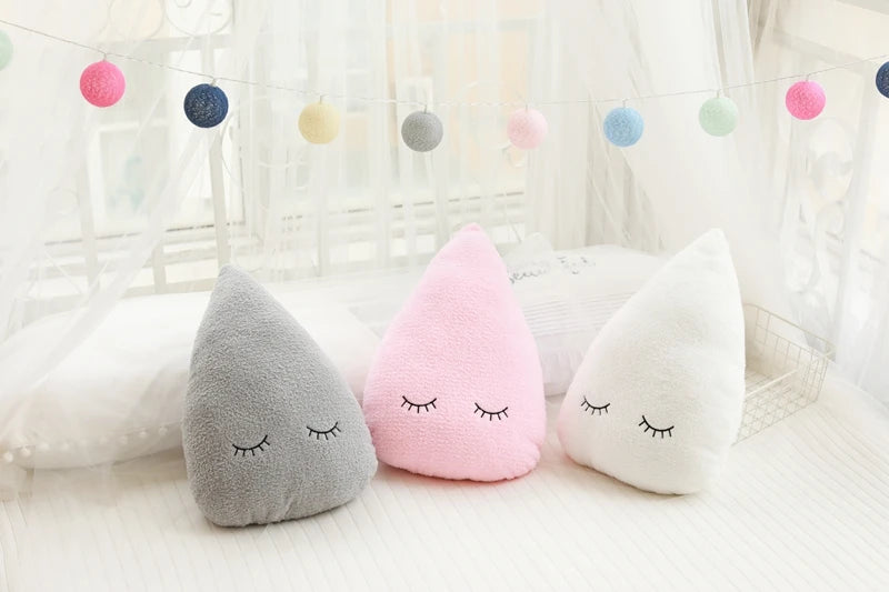 Dreamy Skies Plush Pillow Set – Soft Cloud, Moon, Star & Raindrop Cushions for Kids, Baby Room Decor