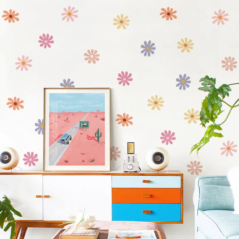 Daisy Floral Wall Stickers – Peel & Stick Nursery & Kids’ Room Decor