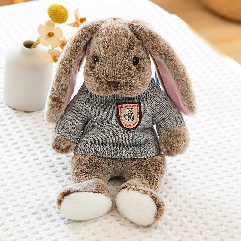 Sweater Buns  Big Ear Bunny Plush – Soft Stuffed Rabbit Dolls in Cozy Knitwear for Girls’ Rooms