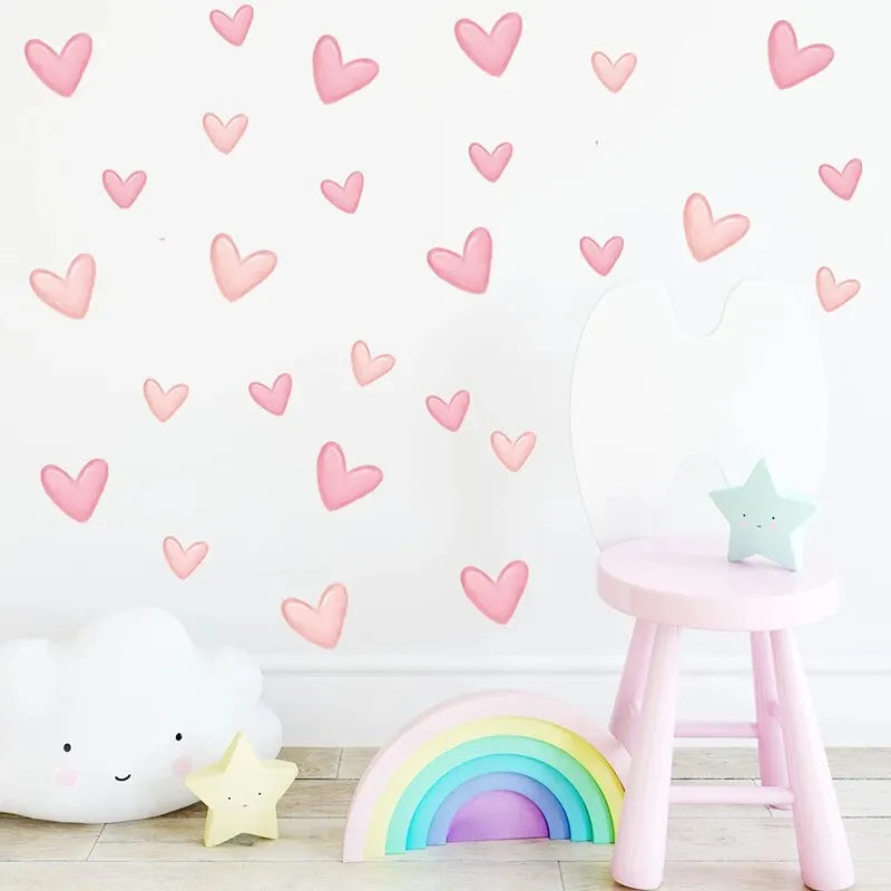 Sweetheart Wall Decals – 60-Piece Pink Heart Stickers, Removable Waterproof PVC for Girls’ Rooms & Play Spaces