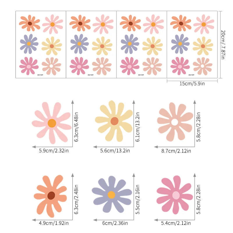 Daisy Floral Wall Stickers – Peel & Stick Nursery & Kids’ Room Decor
