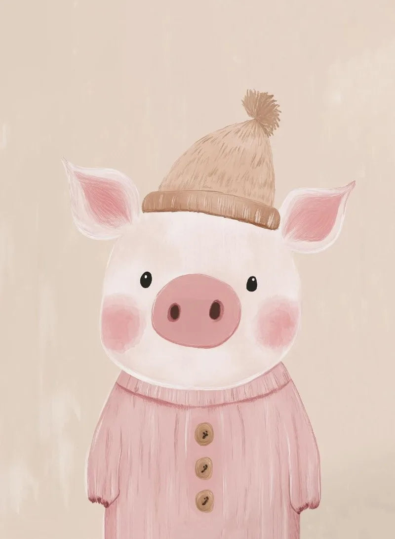Sugarplum Spaces Nordic Cartoon Animal Canvas Wall Art