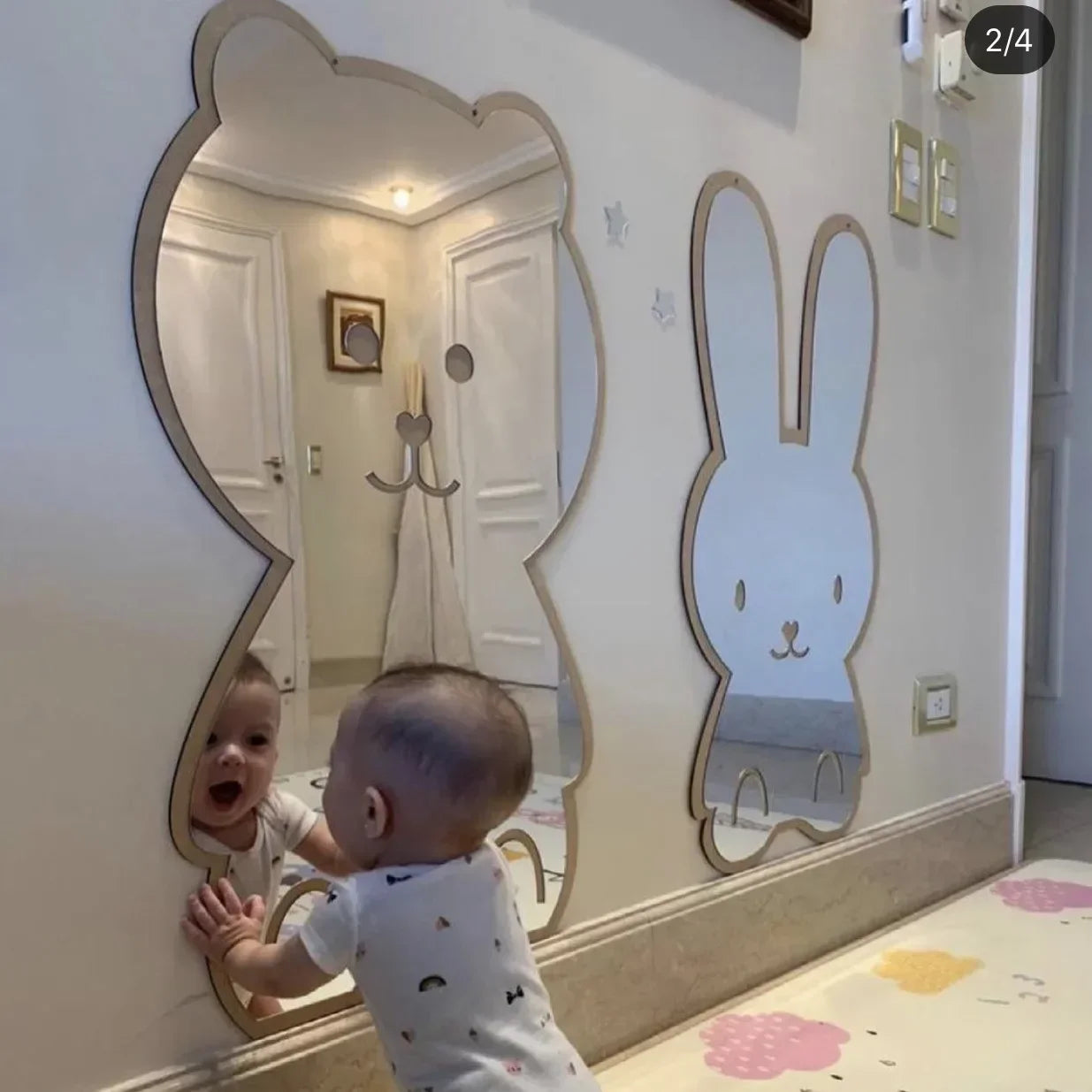 Sugarplum Spaces – Girl’s Bedroom Decorative Bear & Rabbit Acrylic Mirror