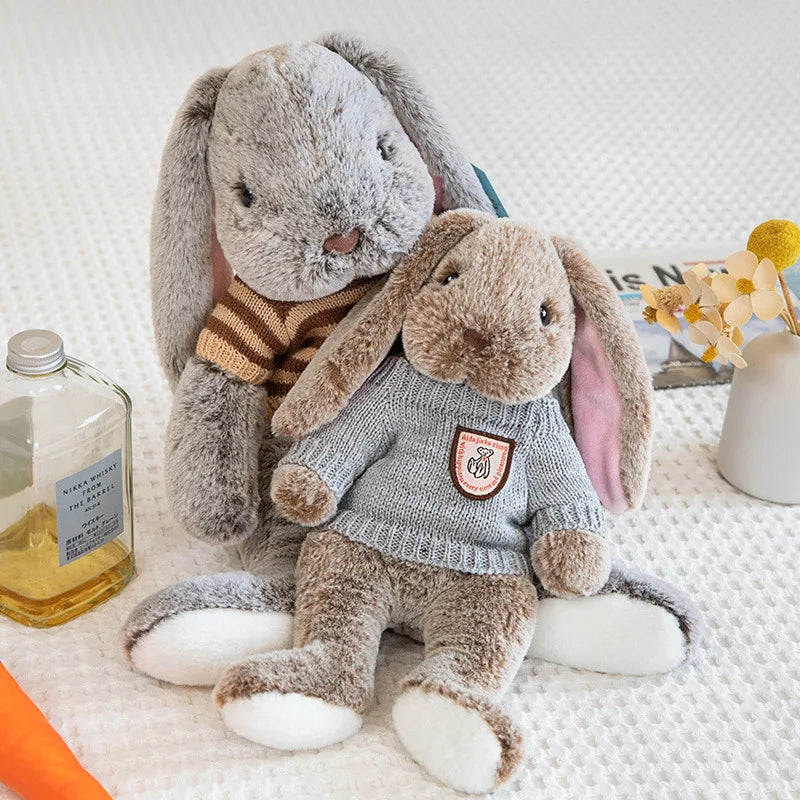 Sweater Buns  Big Ear Bunny Plush – Soft Stuffed Rabbit Dolls in Cozy Knitwear for Girls’ Rooms
