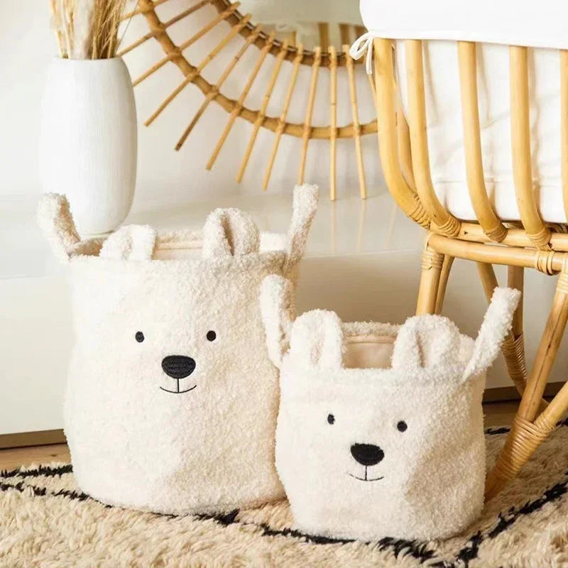 TeddyTote Bear Storage Basket – Super Soft Lambswool Organizer for Toys, Laundry & Nursery Décor