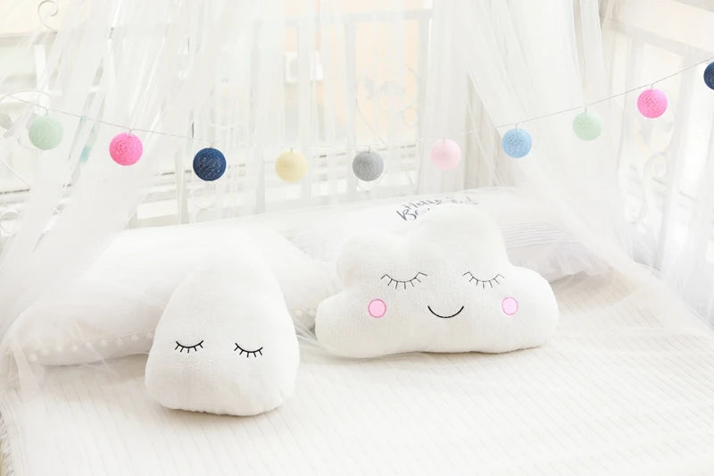 Dreamy Skies Plush Pillow Set – Soft Cloud, Moon, Star & Raindrop Cushions for Kids, Baby Room Decor