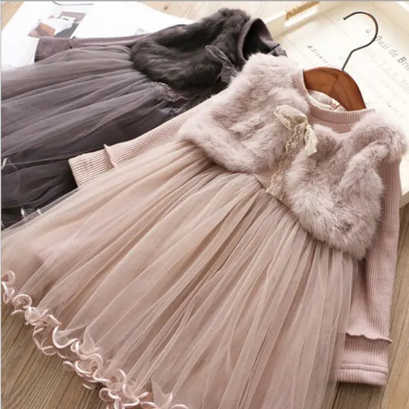 Sugarplum Royal Lace & Fur Princess Dress