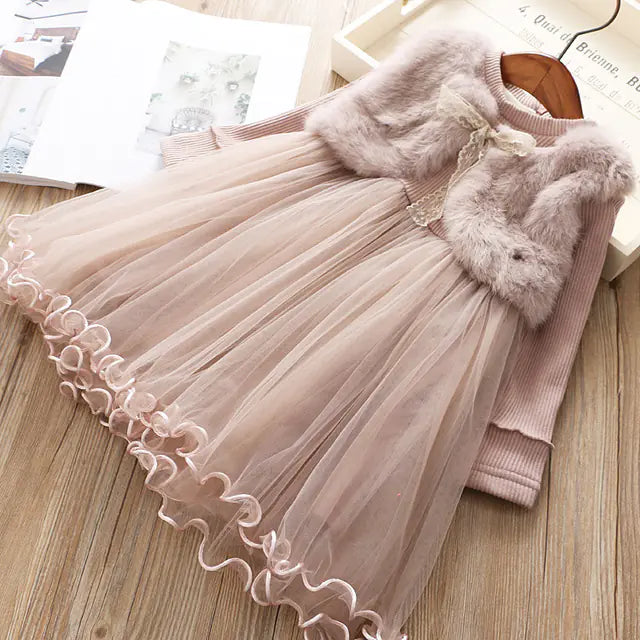 Sugarplum Royal Lace & Fur Princess Dress